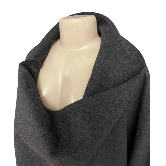 Calvin Klein Double Breasted Drape Cape Coat Envelope Collar Grey Sleeved Jacket - Picture 9 of 15